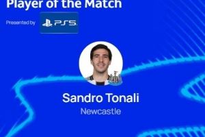 欧冠官方:托纳利当选纽卡2-0毕尔巴鄂竞技全场最佳球员