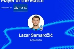 89分钟绝杀,欧冠官方:萨马尔季奇当选亚特兰大1-0马赛最佳球员