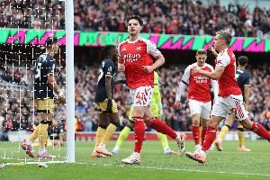 世界波专业户!英超官方晒赖斯为阿森纳的暴力远射进球